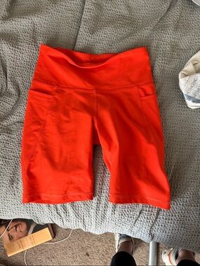 Old Navy Bright Orange High-Rise Bike Shorts